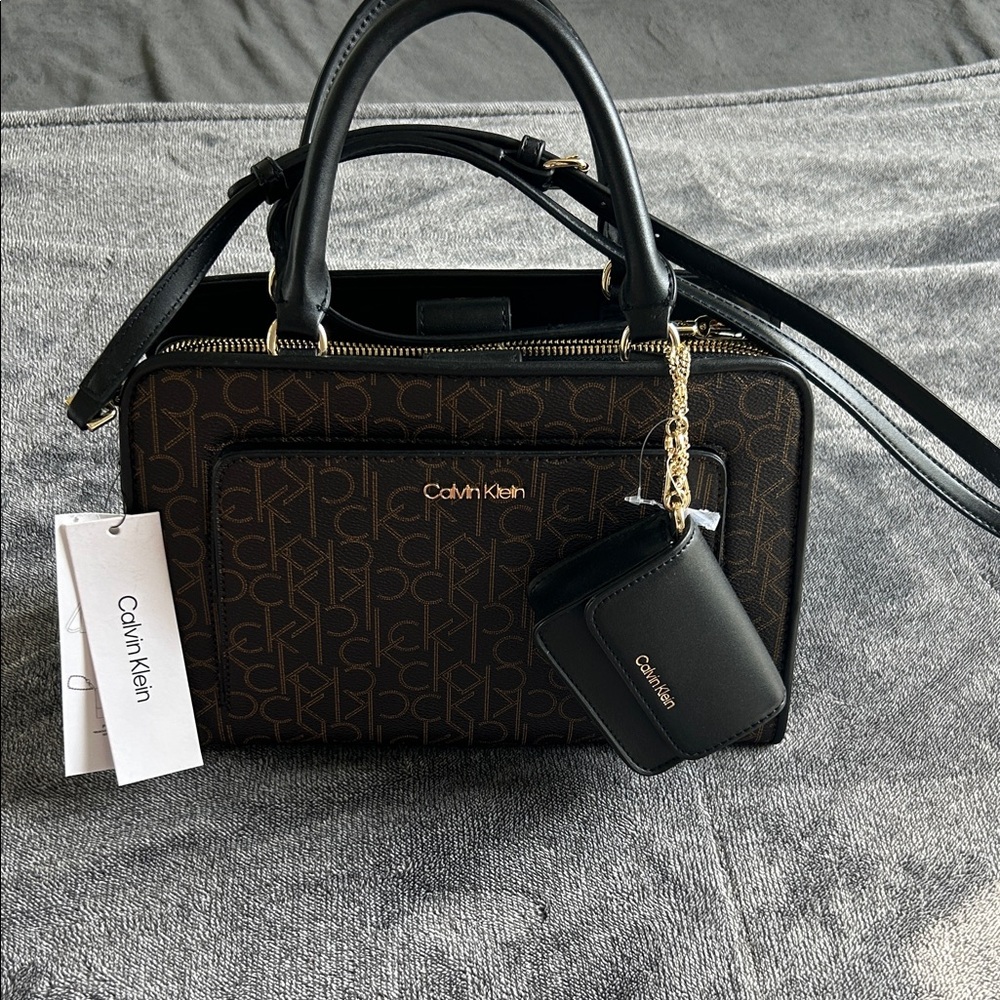 Calvin Klein Black and Brown Satchel